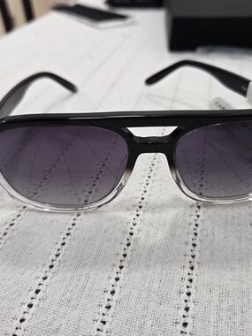 Black Gradient Lens Unisex Sunglasses - Black/Clear Frame Carolina Lemke NWT